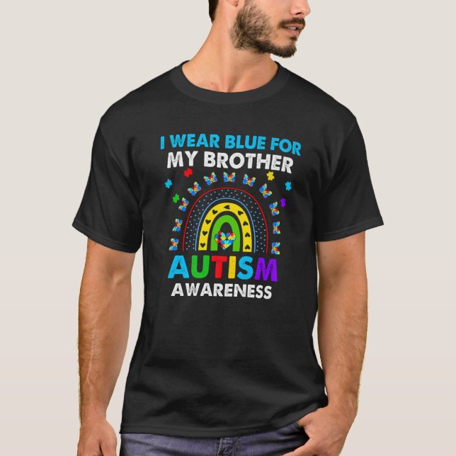 Camiseta Arco-Íris Eu Visto Azul Para Meu Irmão Awarenes Au (Frente)