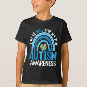 Camiseta Arco-Íris Eu Visto Azul Para O Meu Filho Consciênc