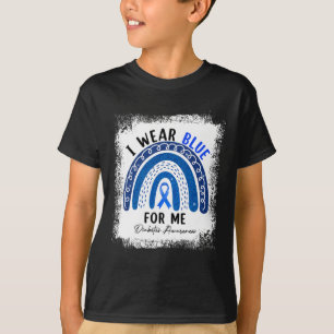 Camiseta Arco-Íris Eu Visto Fita Azul Para Mim T1d Diabetes