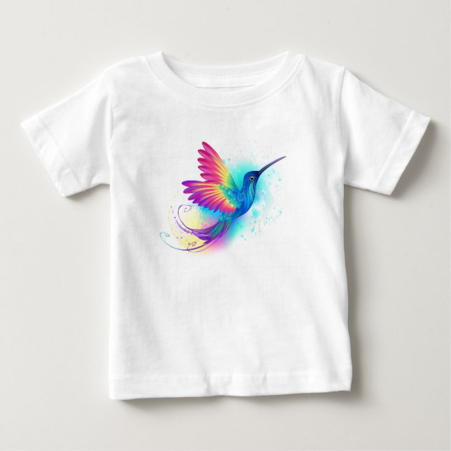 Camiseta Arco-Íris Exótico Hummingbird (Frente)