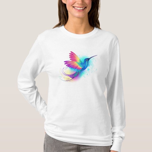 Camiseta Arco-Íris Exótico Hummingbird (Frente)