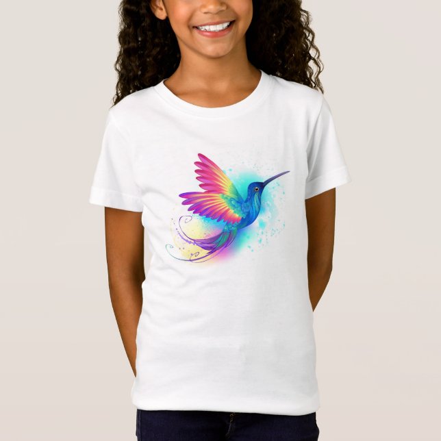 Camiseta Arco-Íris Exótico Hummingbird (Frente)