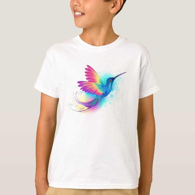 Camiseta Arco-Íris Exótico Hummingbird (Frente)