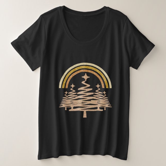 Camiseta Arco-Íris Festivo Dourado Estimulando Árvores-Alvo (Frente do Design)