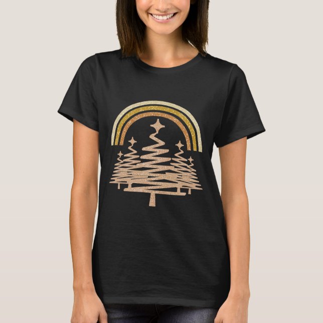 Camiseta Arco-Íris Festivo Dourado Estimulando Árvores-Alvo (Frente)