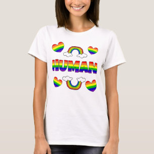 Camiseta Arco-íris Humano Letras LGBTQ+