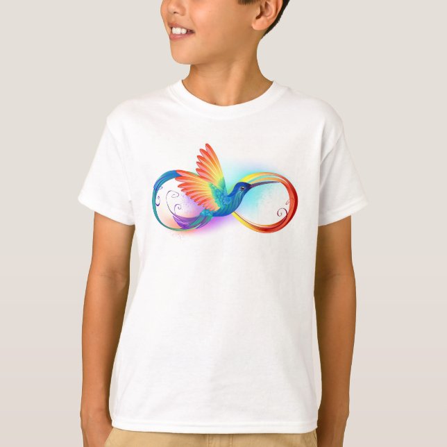 Camiseta Arco-íris Hummingbird com símbolo Infinito (Frente)