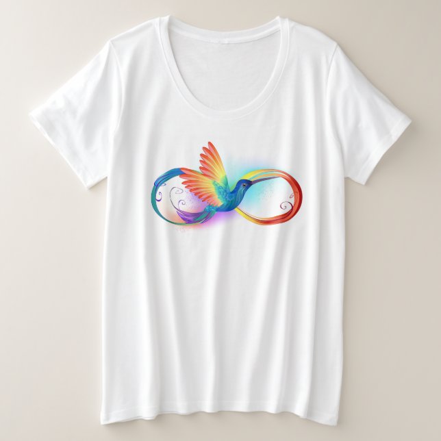 Camiseta Arco-íris Hummingbird com símbolo Infinito (Frente do Design)