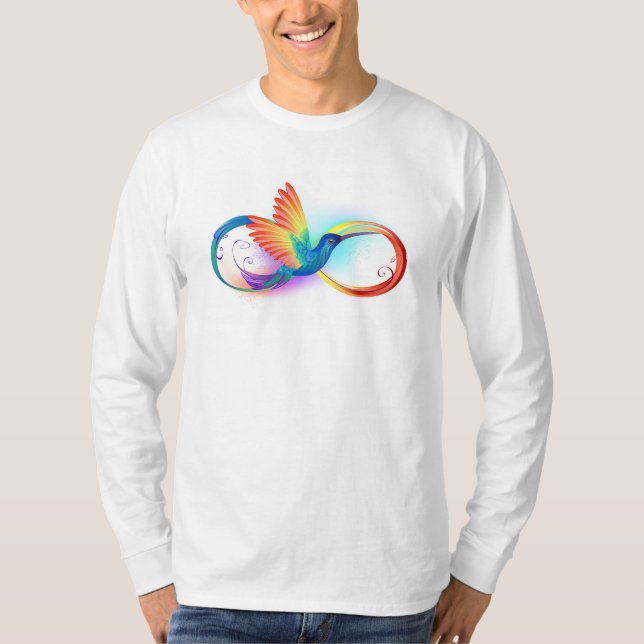 Camiseta Arco-íris Hummingbird com símbolo Infinito (Frente)