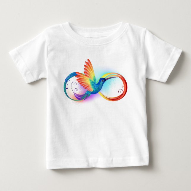 Camiseta Arco-íris Hummingbird com símbolo Infinito (Frente)