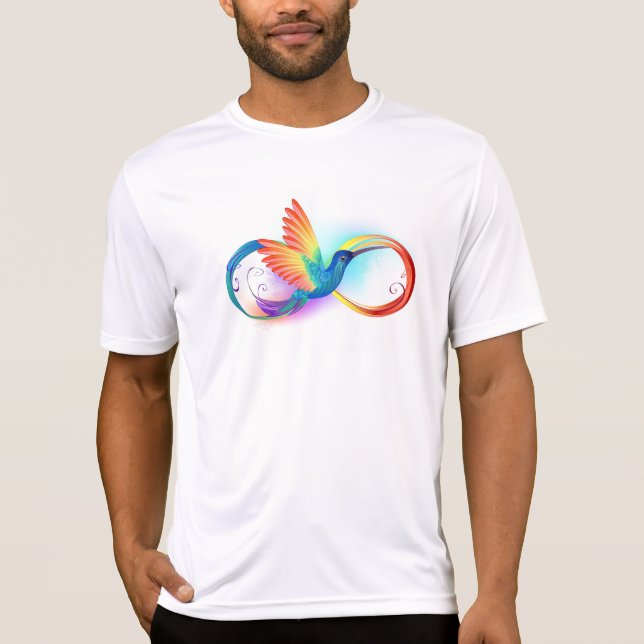 Camiseta Arco-íris Hummingbird com símbolo Infinito (Frente)