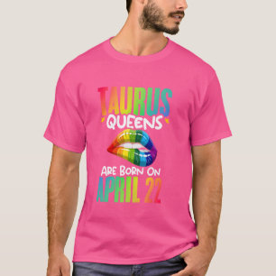 Camiseta Arco-Íris Lábios Taurus Queens Aniversário Sinal Z
