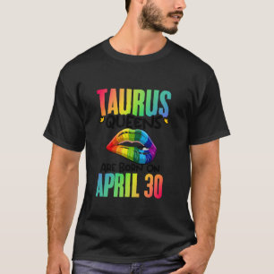Camiseta Arco-Íris Lábios Taurus Queens Aniversário Sinal Z