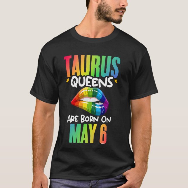 Camiseta Arco-Íris Lábios Taurus Queens Aniversário Sinal Z (Frente)