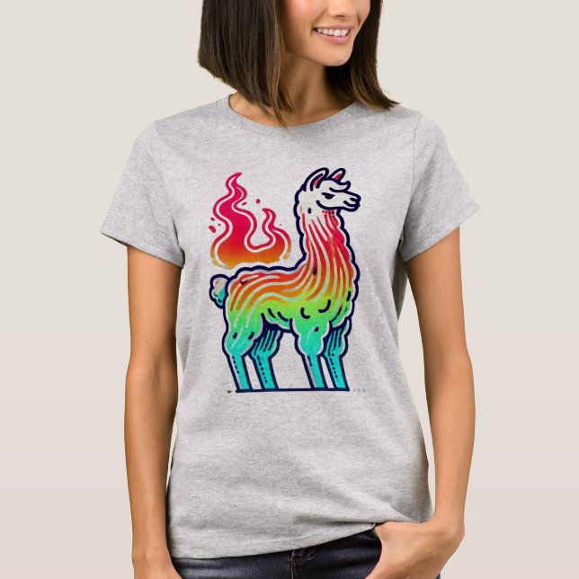 Camiseta Arco-Íris Lama Flame (Frente)