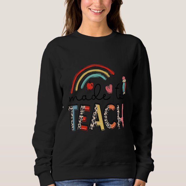 Camiseta Arco-íris Leopardo Feito Para Ensinar  Professor d (Frente)