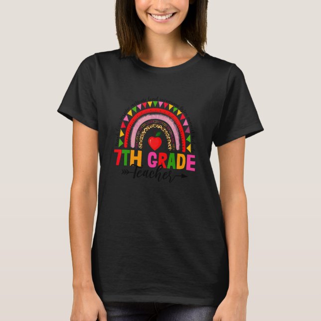 Camiseta Arco-íris Leopardo Retro Professor da 7ª Série Vol (Frente)