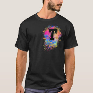 Camiseta Arco-Íris - Letra inicial monograma cor-de-rosa A