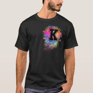 Camiseta Arco-Íris - Letra K, Colorida Inicial, Monograma,