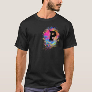 Camiseta Arco-Íris - Letra P Colorida Inicial, Colorida, Ro