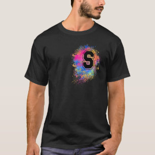 Camiseta Arco-Íris - Letra S Colorida Inicial, Colorida
