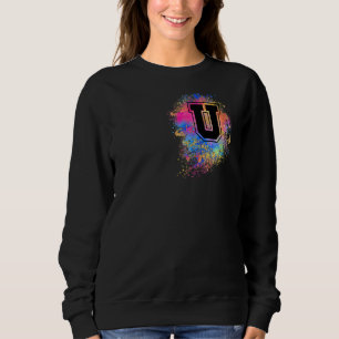 Camiseta Arco-Íris - Letra U Colorida Inicial, Monograma, R