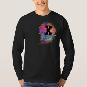 Camiseta Arco-Íris - Letra X Colorida Inicial Monograma Cor