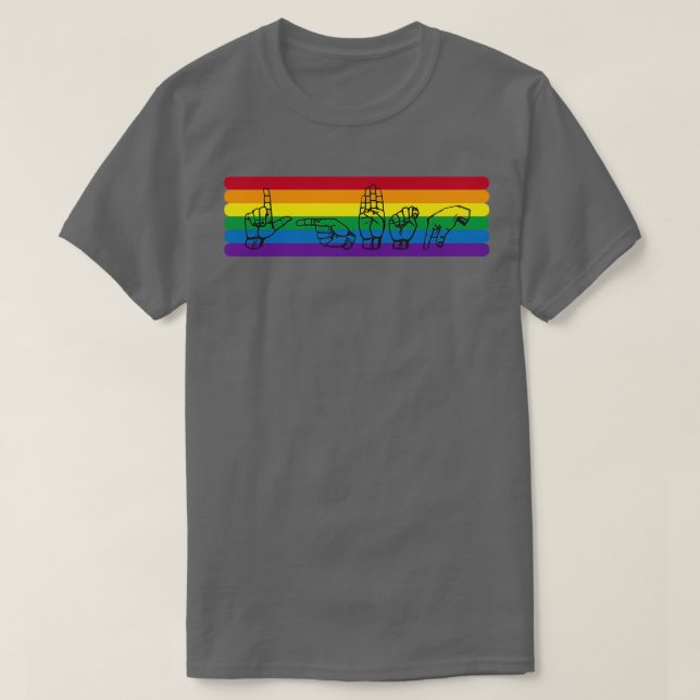 Camiseta Arco-íris LGBTQ ASL (Frente do Design)