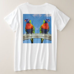 Camiseta Arco-íris lorique dois poços empoleirados em um ga