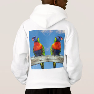 Camiseta Arco-íris lorique dois poços empoleirados em um ga