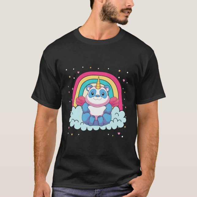 Camiseta Arco-Íris Magnético Pandacorn Unicorn Panda (Frente)