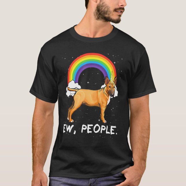 Camiseta Arco-íris Miniatura Bull Terrier Ew Pessoas Unicór (Frente)