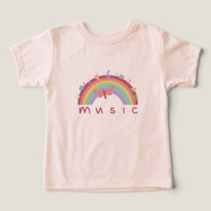Camiseta arco-íris musical infantil