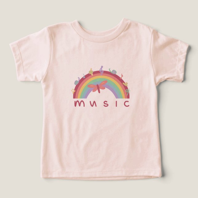 Camiseta arco-íris musical infantil (Design frontal)