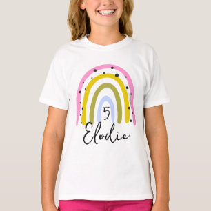 Camiseta Arco-íris Nome Personalizado Número de Aniversário