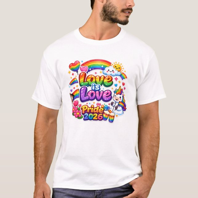 Camiseta Arco-íris Orgulho Amor É Amor  (Frente)
