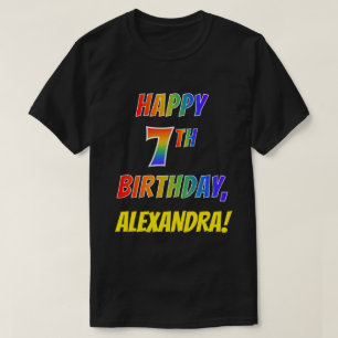 Camiseta Arco-Íris parece FELIZ 7 ANIVERSÁRIO + Nome Person