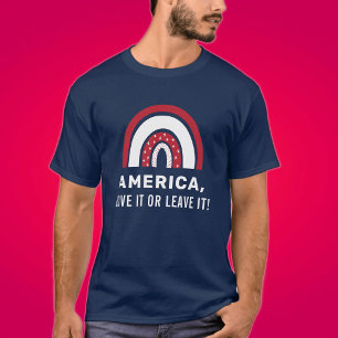 Camiseta Arco-íris Patriótico Americano Elegante do Dia 4 d