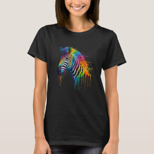 Camiseta Arco-Íris Pintado Pingando Zebra Face Zoo Zeb Anim
