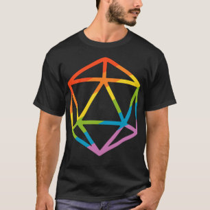 Camiseta Arco-Íris Poliedral D20 Dice Tabletop RPG