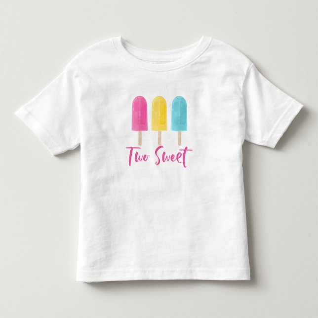 Camiseta Arco-íris Pop Dois Doce verão 2º Aniversário (Frente)