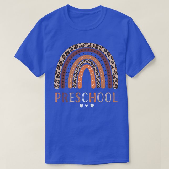Camiseta Arco-Íris Pré-Escolar De Volta Ao Professor No Pri (Frente do Design)