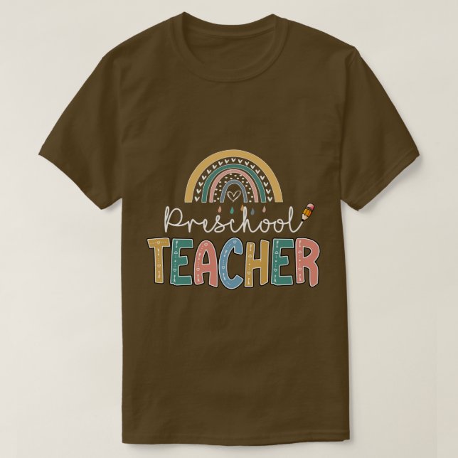 Camiseta Arco-Íris Pré-Escolar Professor Kinder De Volta À  (Frente do Design)