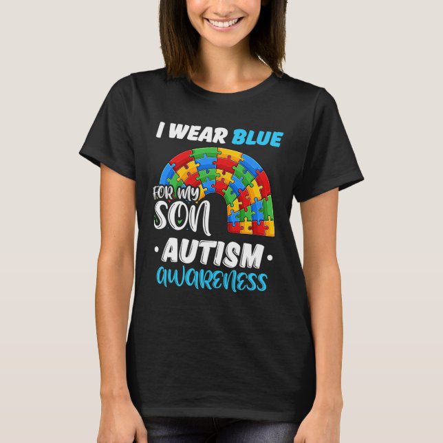Camiseta Arco-Íris Quebra-cabeça Autismo Eu Visto Azul Para (Frente)