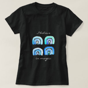 Camiseta Arco-íris retral de Pastel Azul
