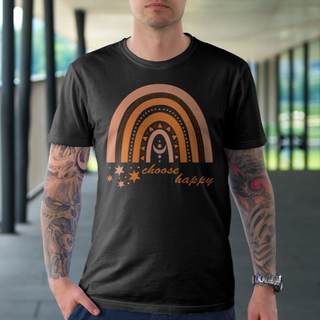 Camiseta Arco-Íris Retroativo Escolhe Camisa-T Feliz (Criador carregado)