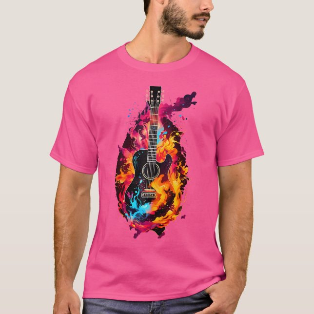 Camiseta Arco-Íris Ritmo A Violão Acústica Colorida (Frente)