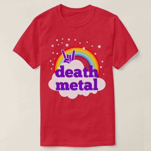 Camiseta Arco-íris rosa com metal morto (Frente do Design)