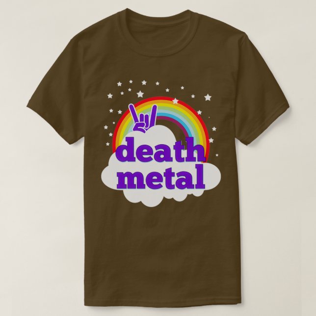 Camiseta Arco-íris rosa com metal morto (Frente do Design)