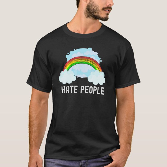 Camiseta Arco-Íris Sarcástico Eu Odeio Pessoas (Frente)